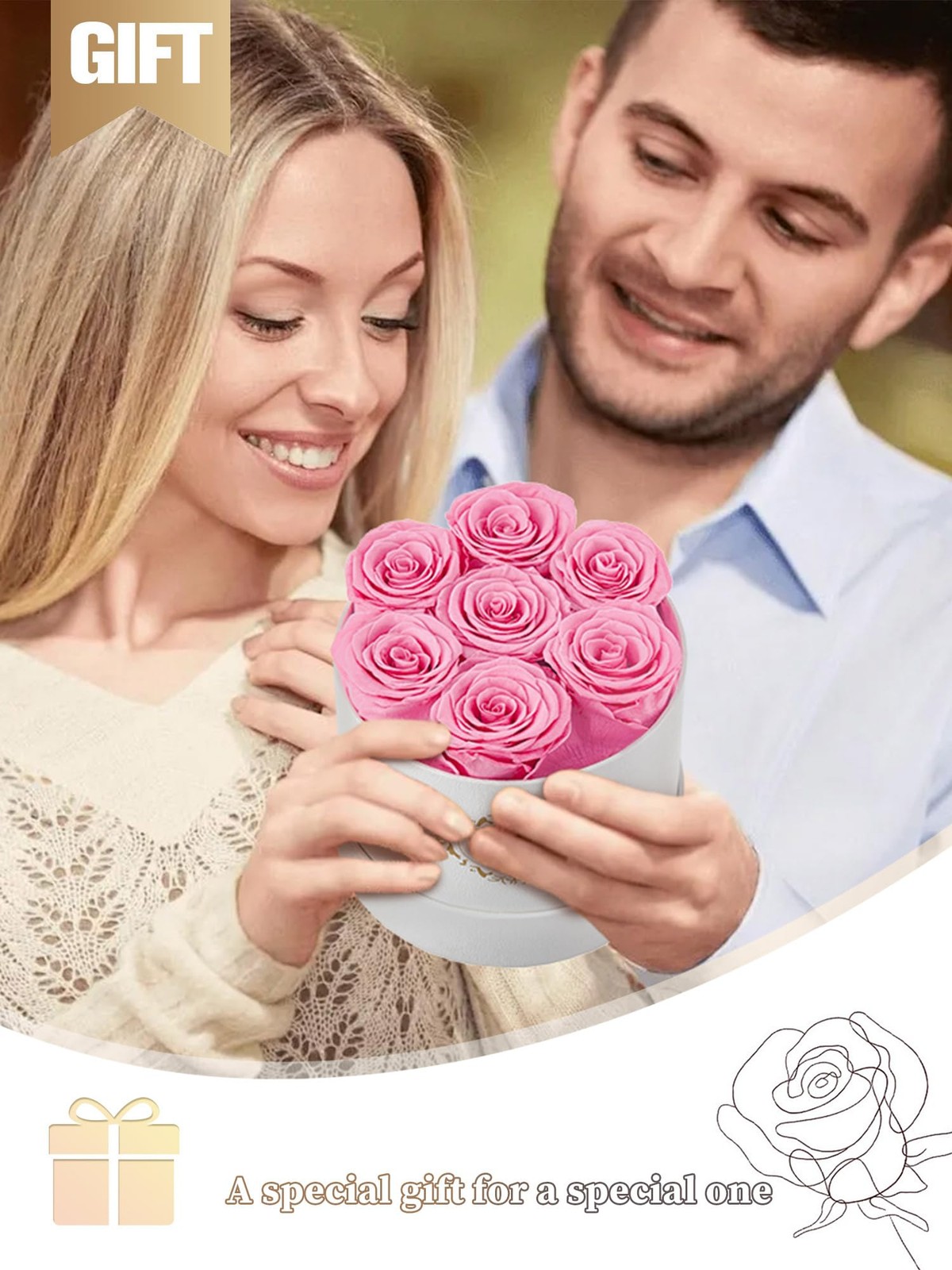 Preserved Roses Gift Box Long Lasting Flower Arrangement Pink