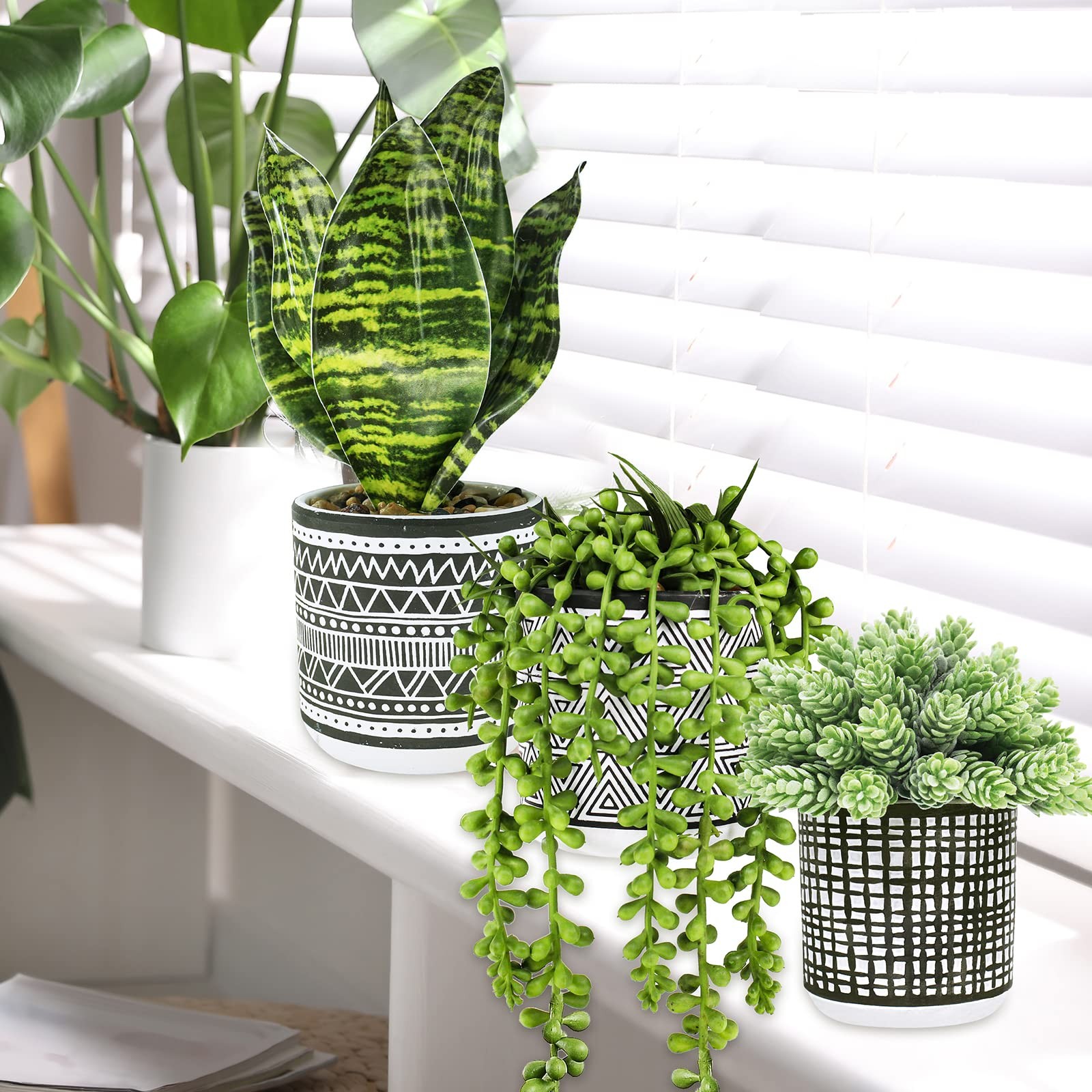 3 Pcs Small Potted Plants Artificial Succulents Hanging Plants and Faux Tropi…