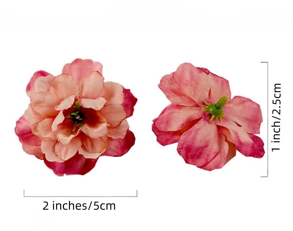 50 PCS Silk Rose 2 Inch Small Fake Flower Heads Peony For Crafts Multicolour
