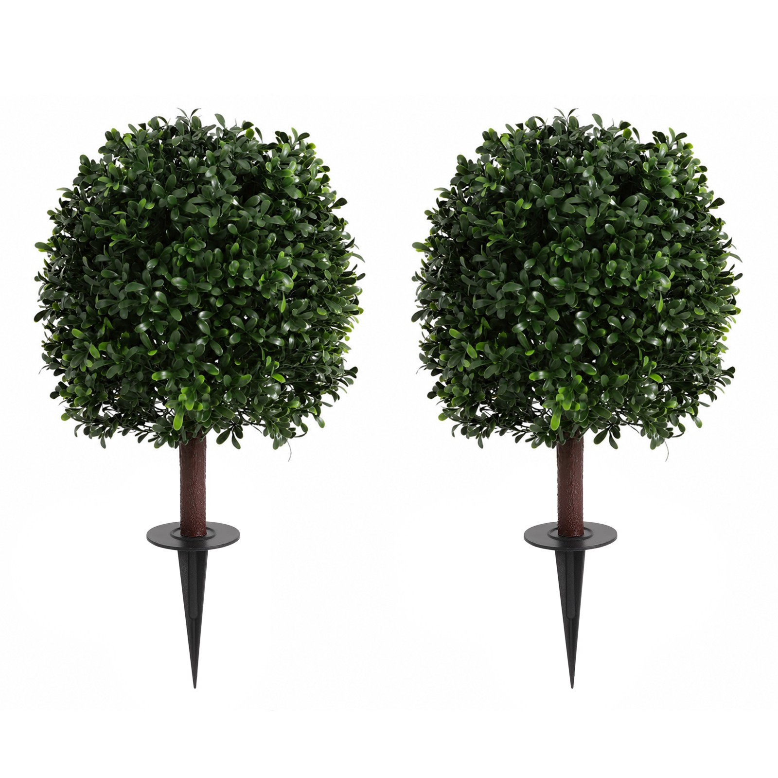 2pcs 27 inch Artificial Boxwood Topiary Ball Trees With Ground Spike UV Material
