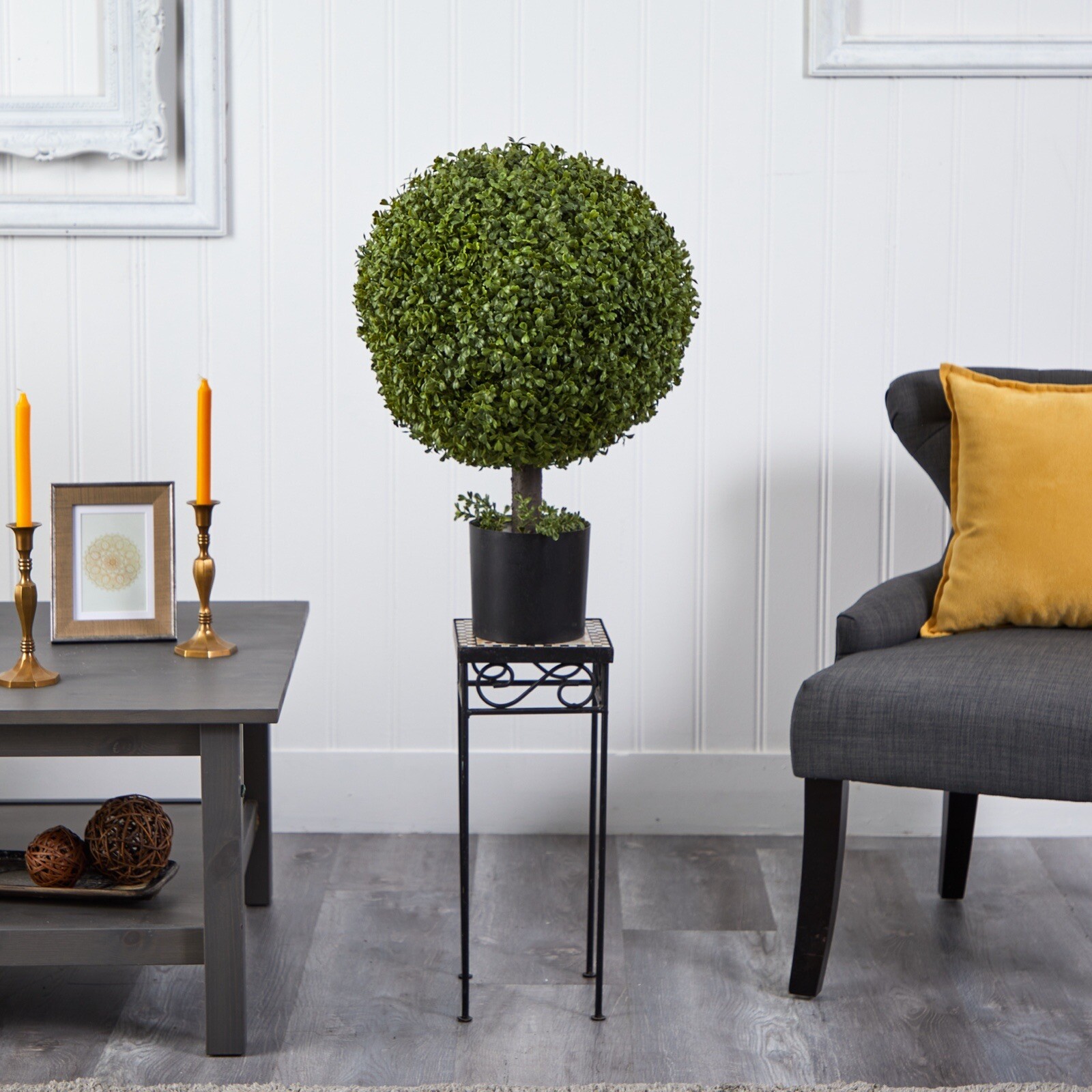 27” Boxwood Ball Topiary Artificial Tree Home Decor UV Resistant. Retail $189