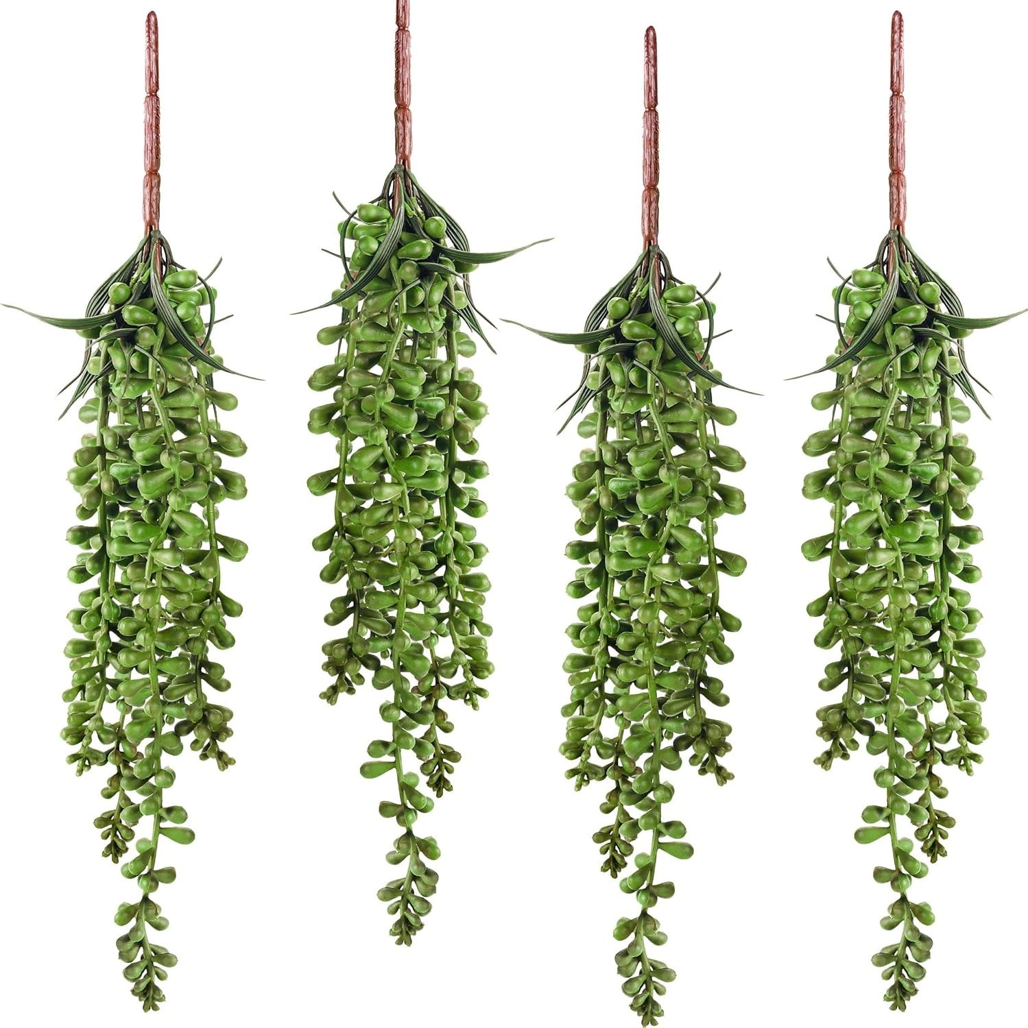 4 PCS Artificial Hanging Succulents, Unpotted, Faux String of Pearls Plant