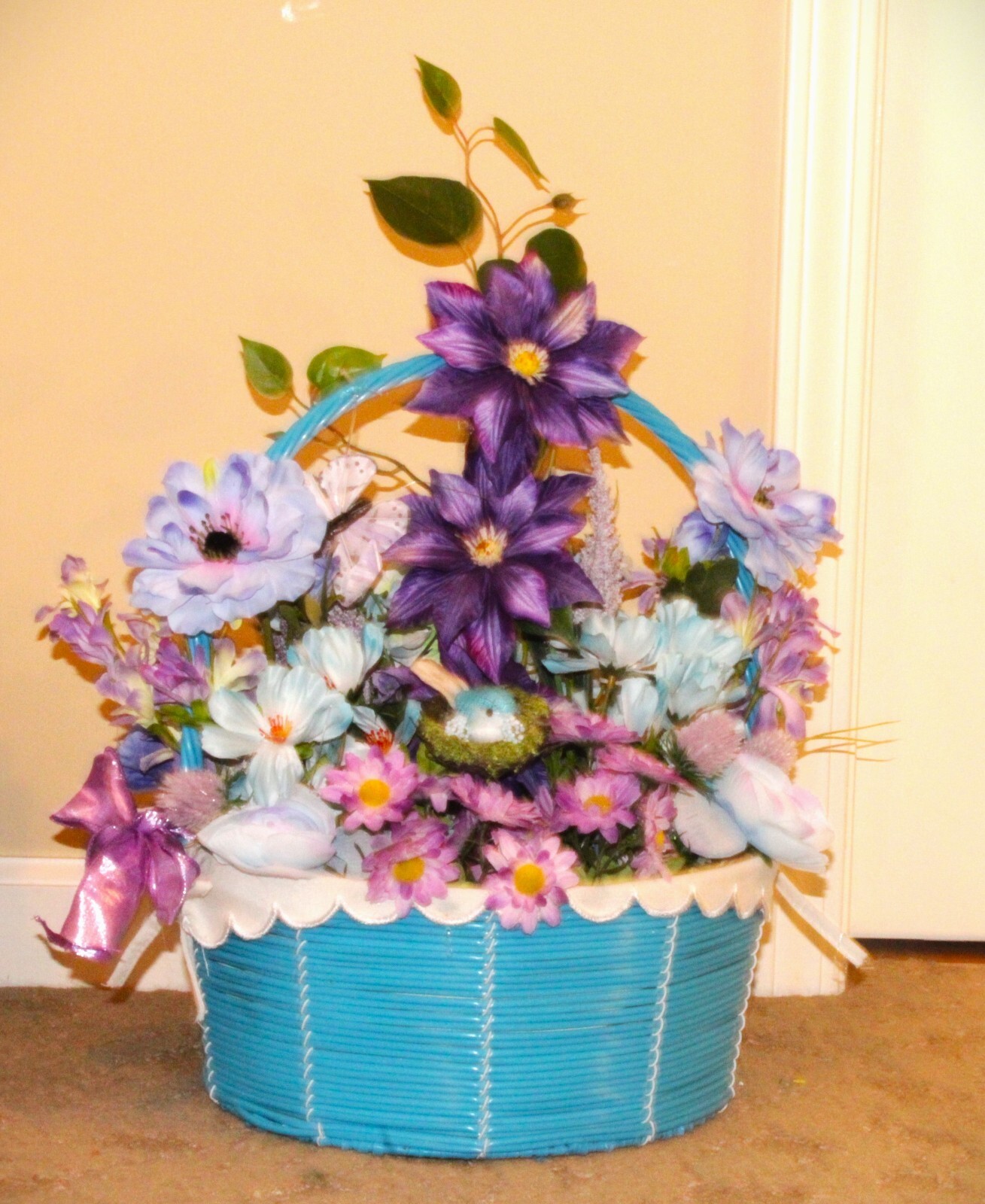 Jewel tone colored flower basket