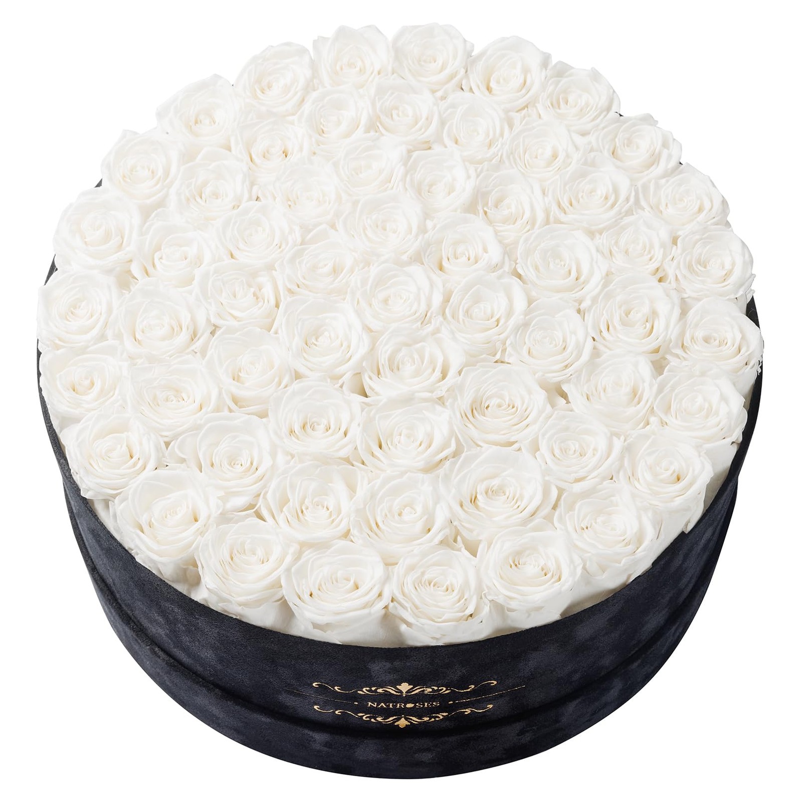 Gifts for Women – 60 Preserved Roses in Luxury Black Velvet Box, Preserved Fl…