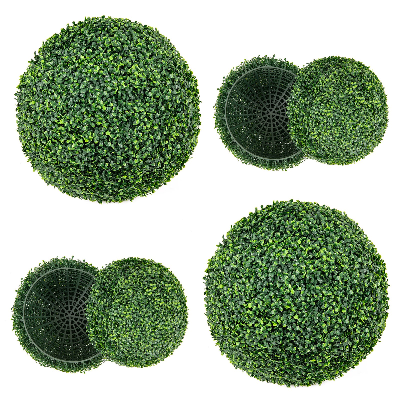 2 PCS 20” Artificial Boxwood Topiary Balls Sun-protective Round Greenery Bushes