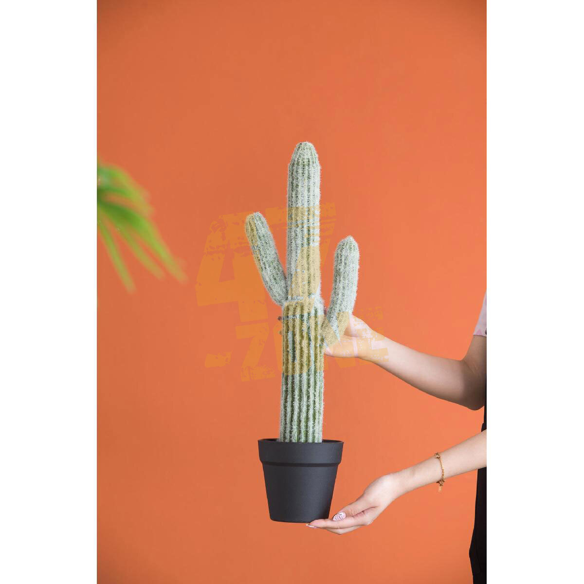 Potted Faux Saguaro Cactus Green Black Botanical Artifical Indoor Outdoor Garden