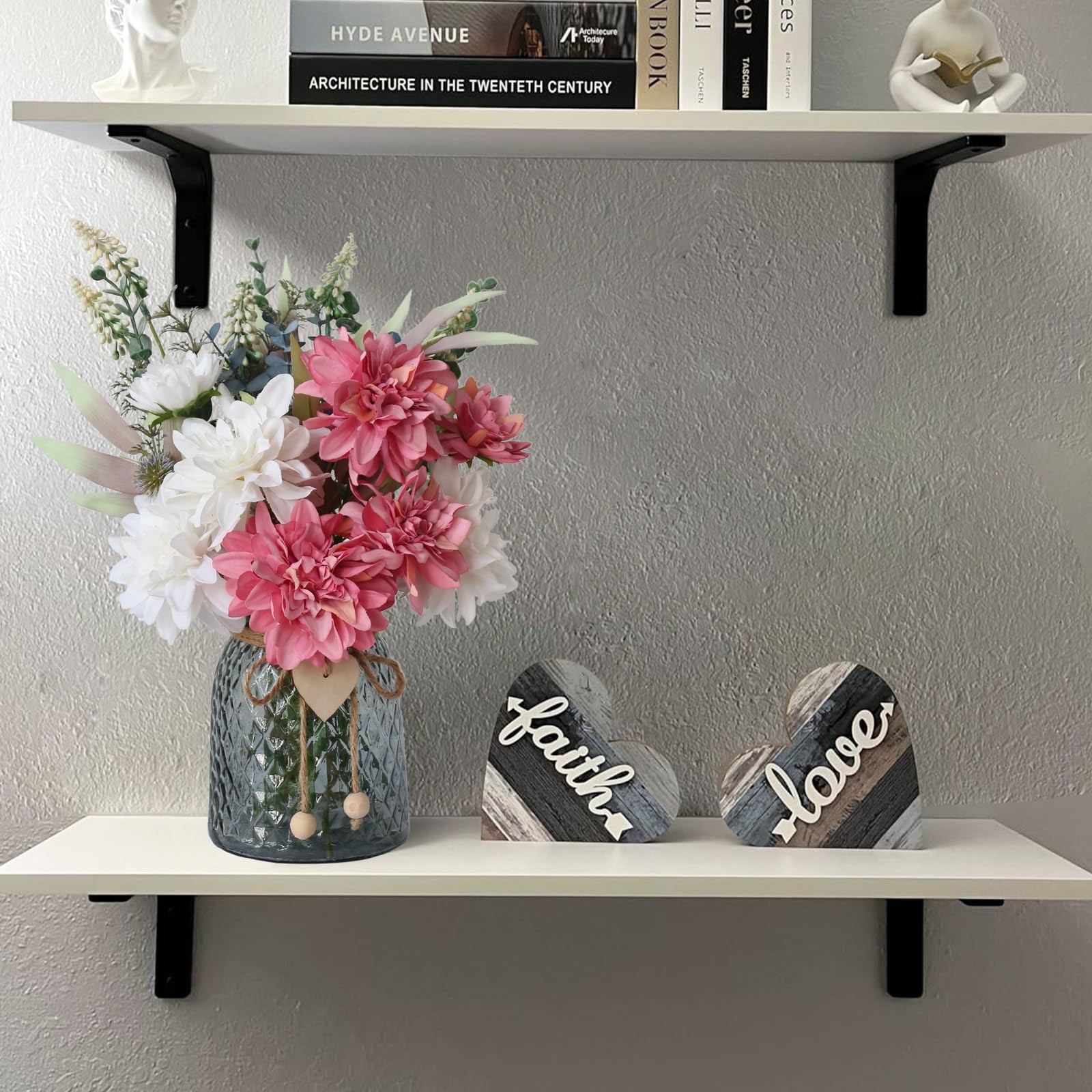 Faux Flowers In Vase Artificial Table Centerpieces Dining Room Kitchen Decor