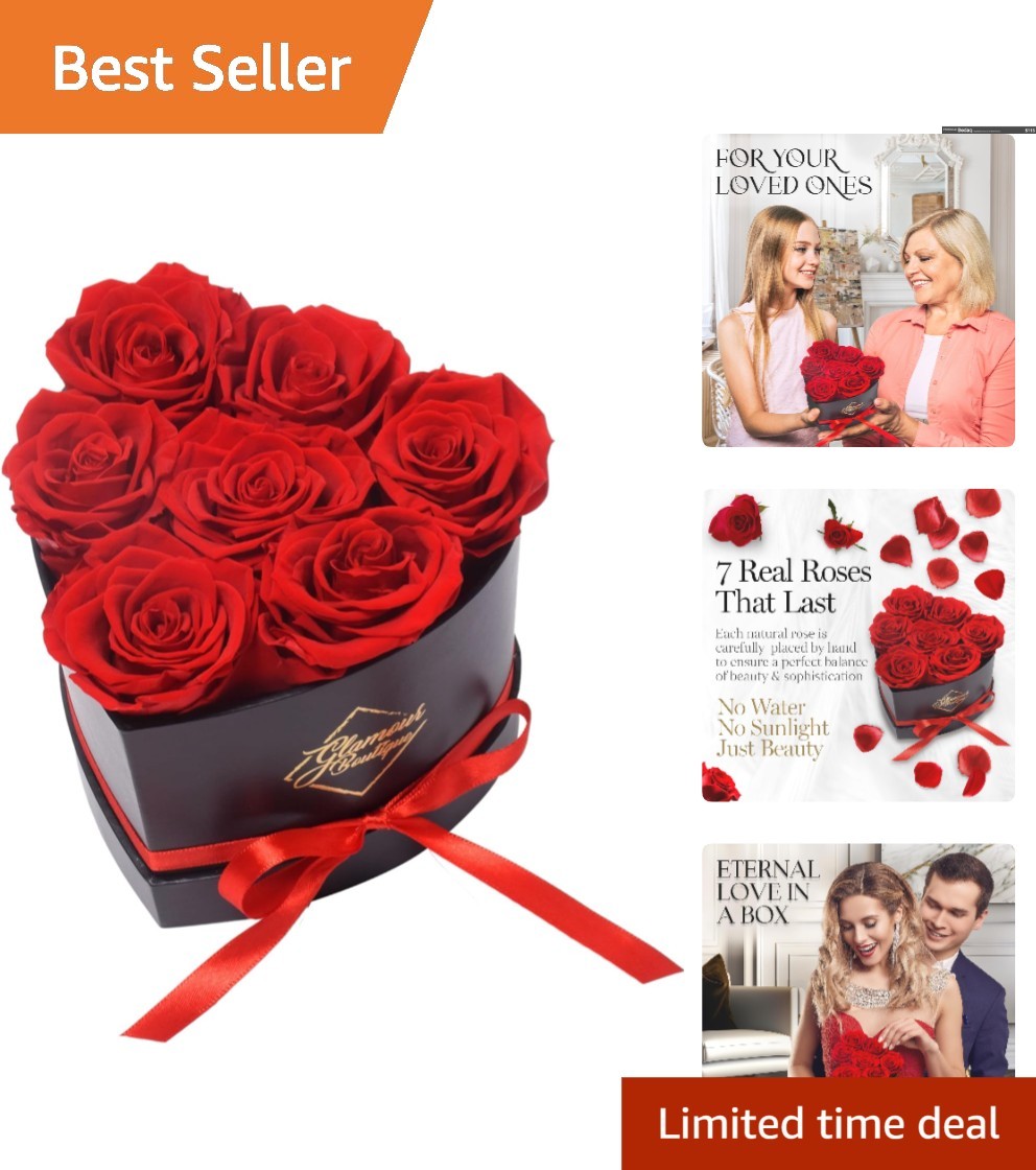 Eternal Luxury: 7 Red Roses in Heart-Shaped Box – Perfect Gift for Her