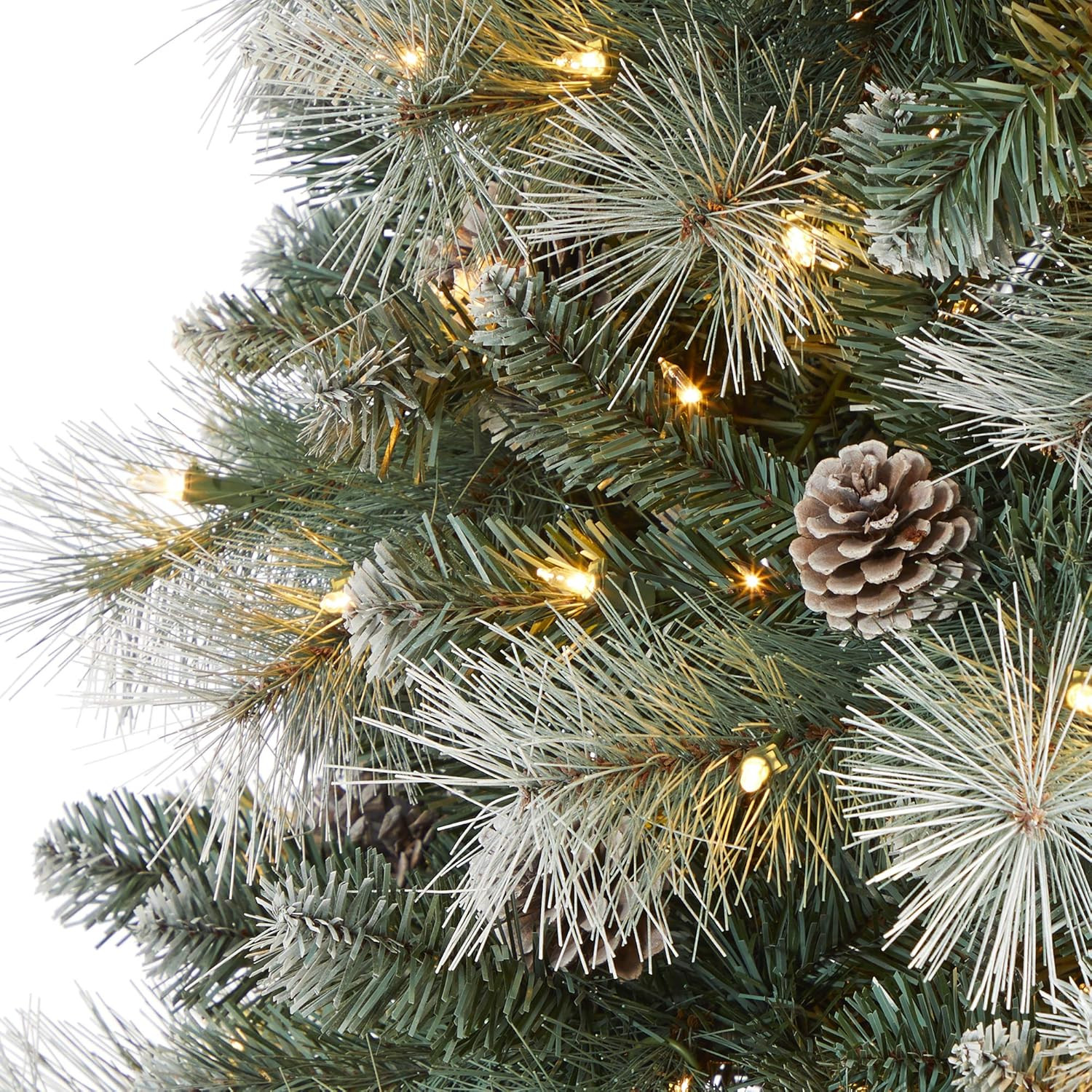 7Ft Frosted British Columbia Pine Tree with 400 Lights & Pine Cones