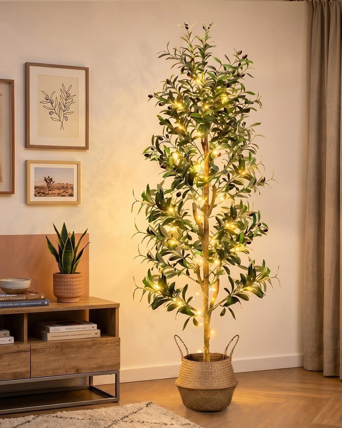 Olive Trees Artificial Indoor 6Ft Tall Faux Plants Large Fake Olivos Tree