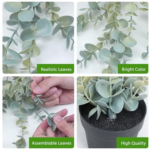 Artificial Hanging Plant Eucalyptus 3.5in Pot Faux Fake Greenery Indoor Outdoor