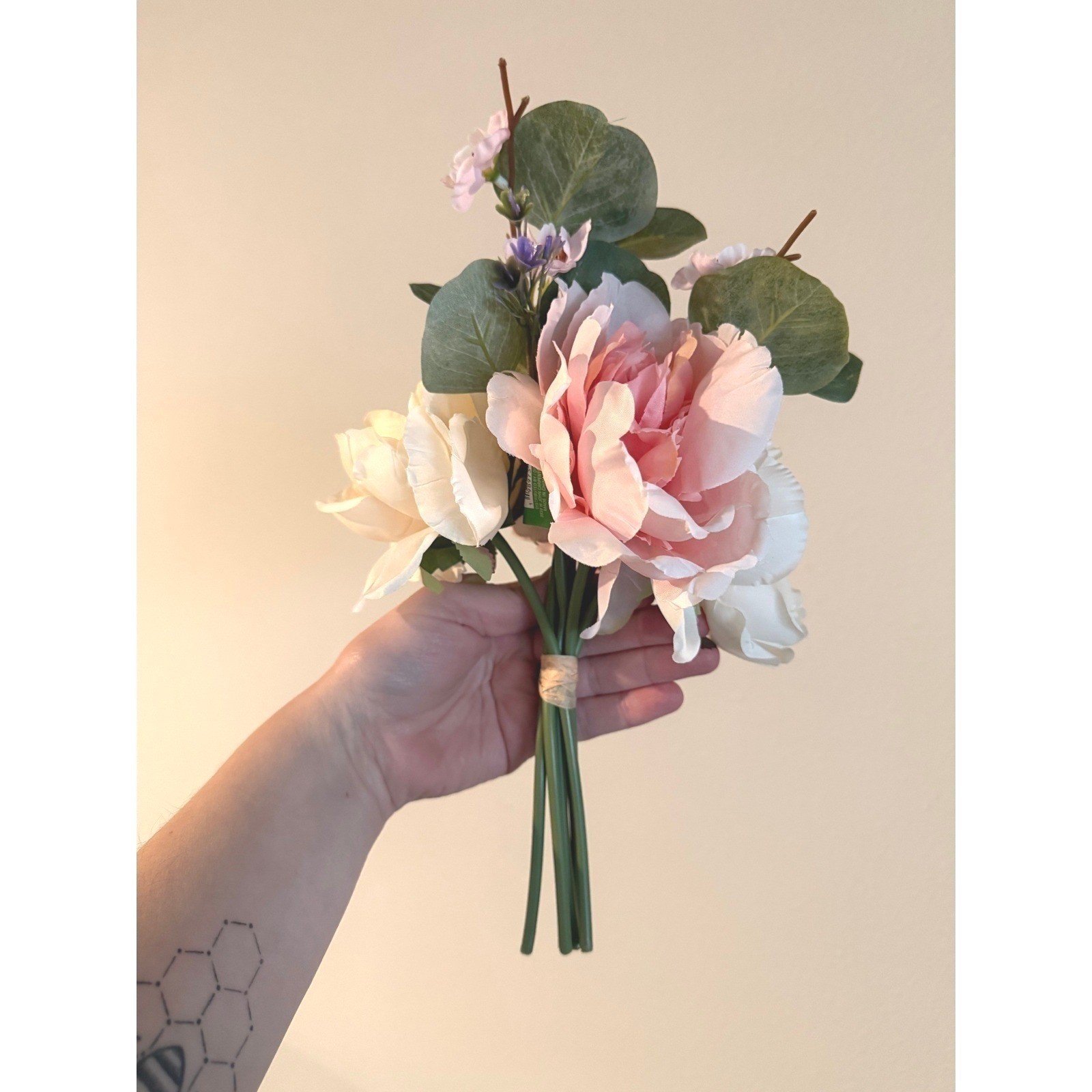 Lot 3 Faux Peony Rose Flowers Pink Peach Bridal Bouquet Wedding Decor Silk Party