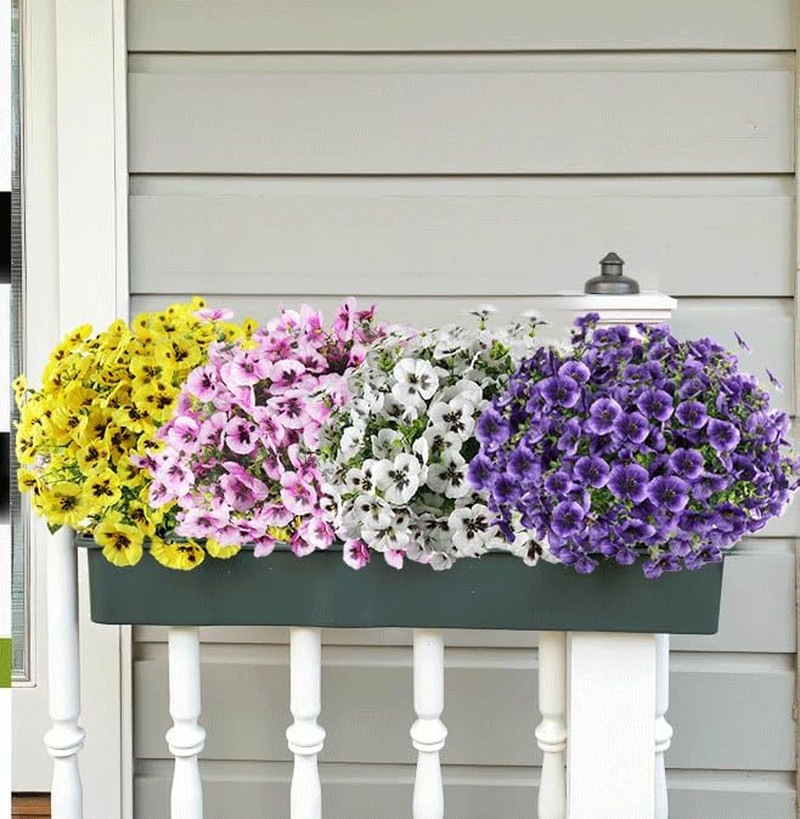 Artificial Fake Pansy Flowers for Outdoor, UV Resistant Faux Silk Pansies Spring