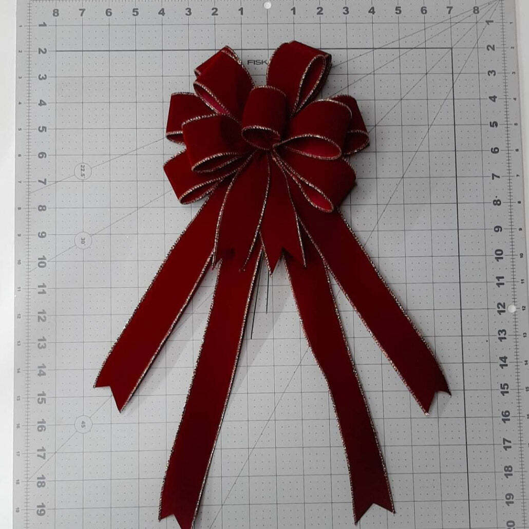 Burgundy Velvet Bow with Optional Gold Edge, Size Small