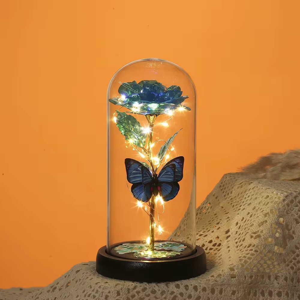 Eternal Forever Galaxy Rose Flower In Glass Dome LED Light Valentine’s Day
