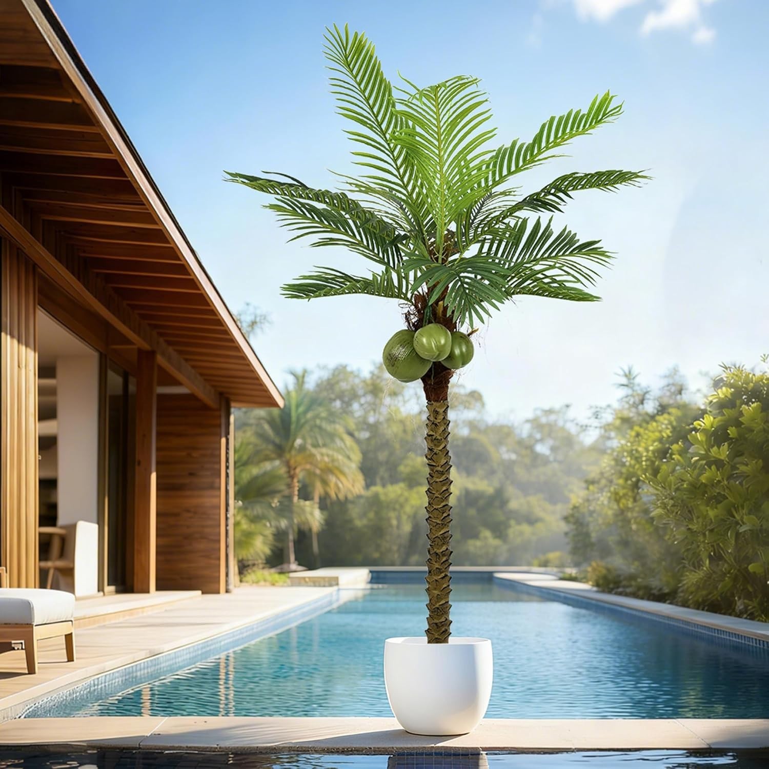 Artificial Phoenix Palm Tree 6.5FT Tall Large Faux Coconut Trees with Realistic
