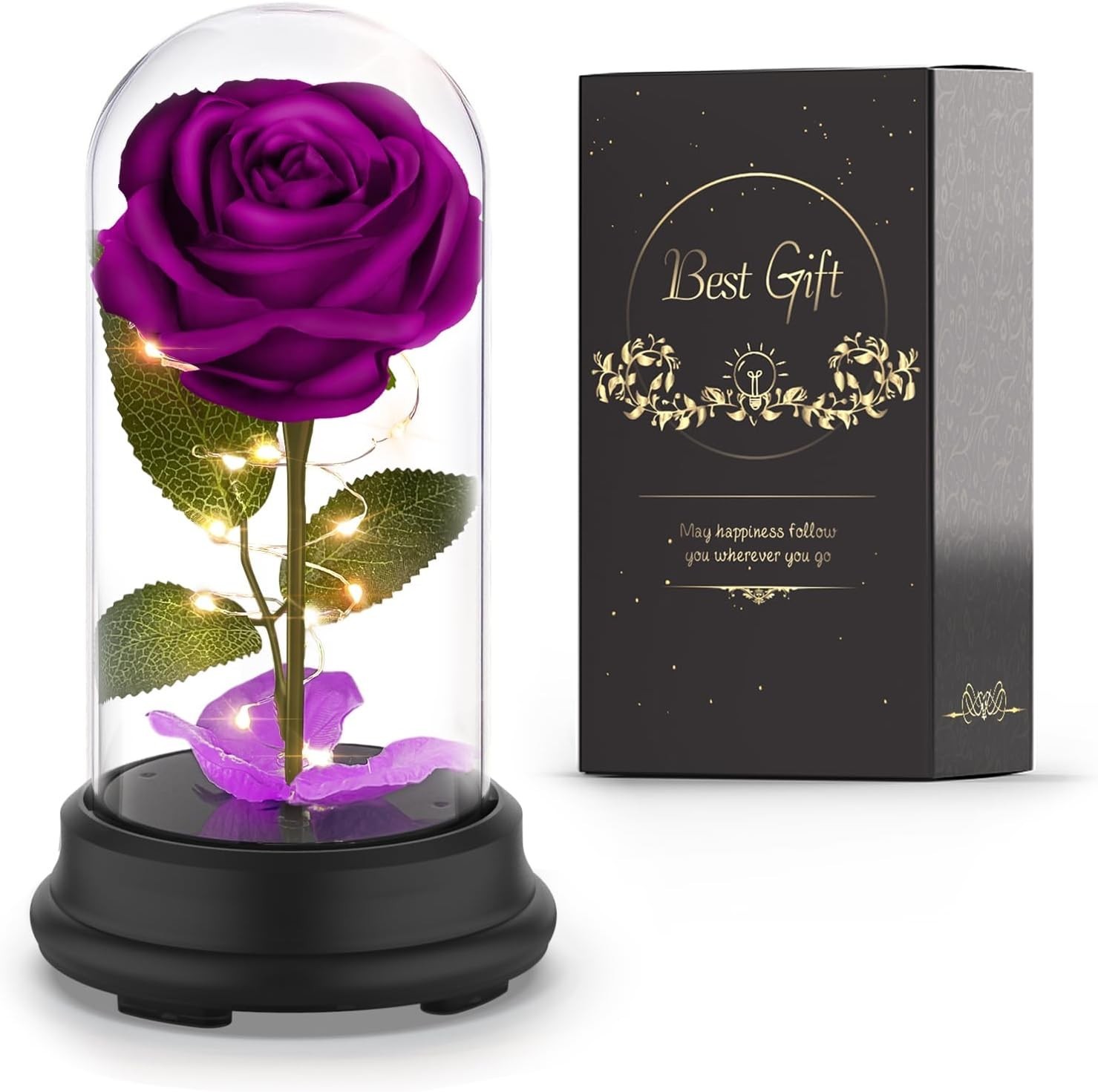 Forever Preserved Black Rose Birthday Gifts for Women,Eternal Flower Gifts for M
