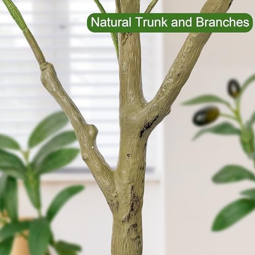 4 FT Olive Trees Artificial Indoor, Faux Olive Tree 4ft with Natural 3ft 11in