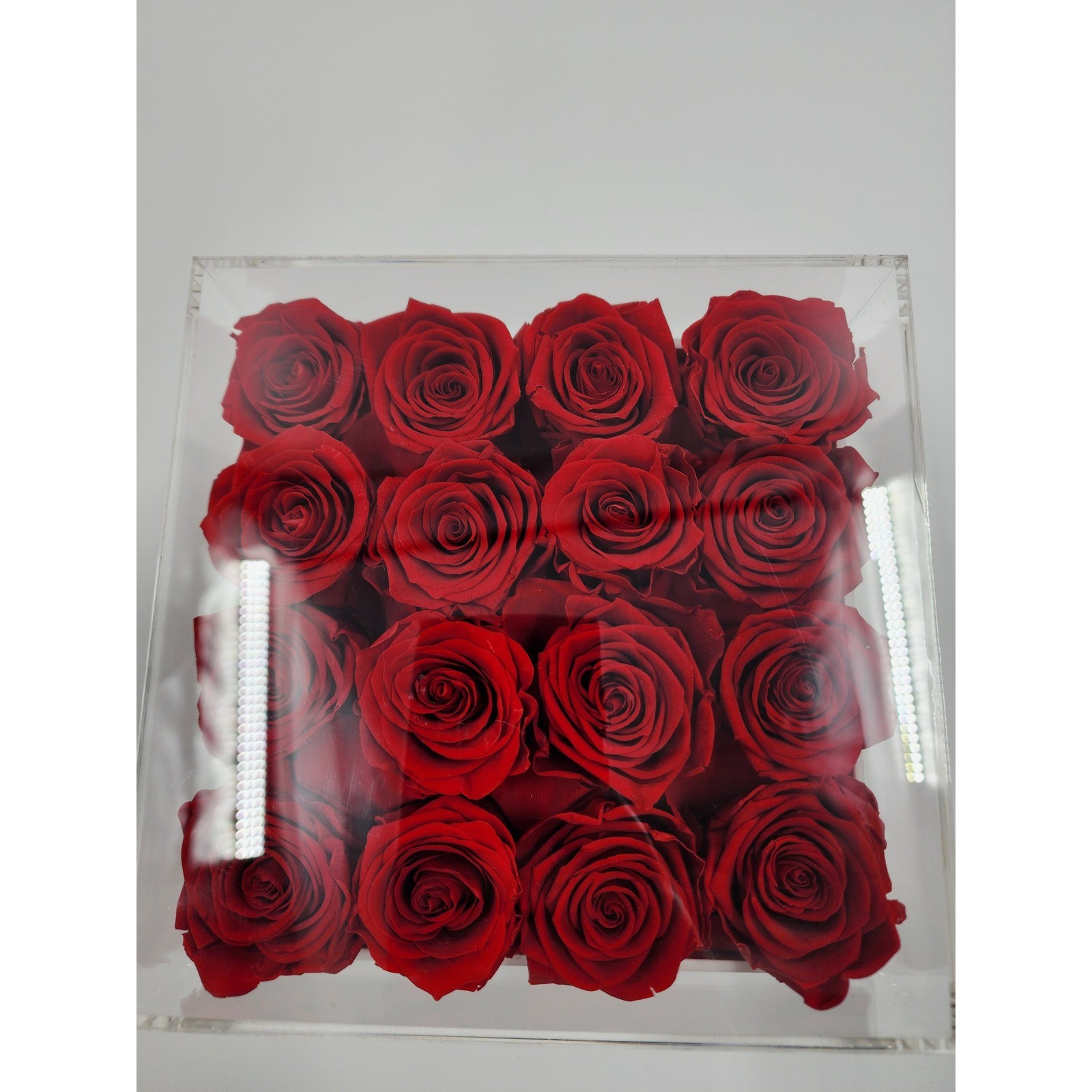 Eterfield Rose Preserved Red Roses in White Square Box with Acrylic Lid 16 Count