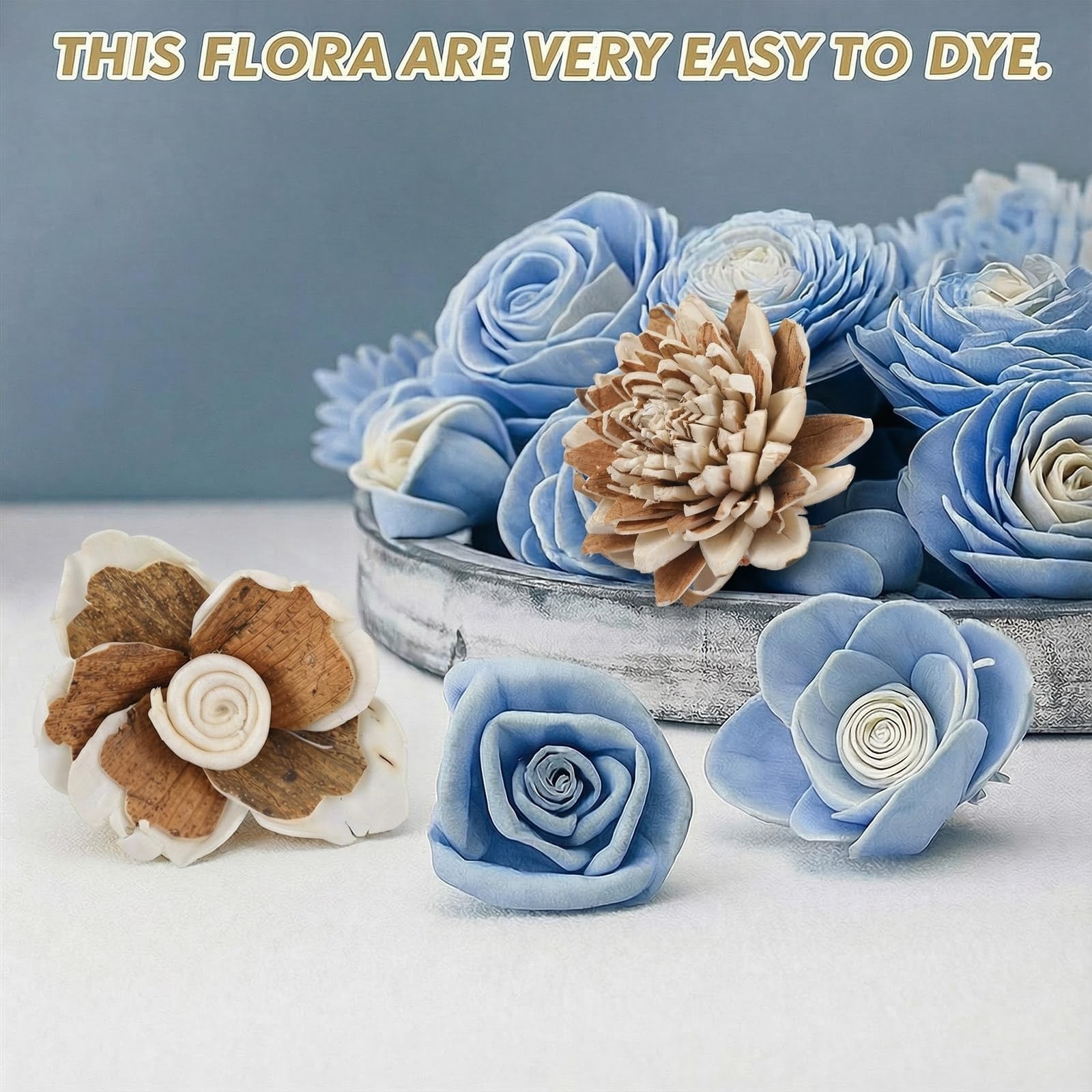 Dark Brown Retro DIY Sola Wood Flowers 50 PCS Assortment 1.381.77 Inch Bulk