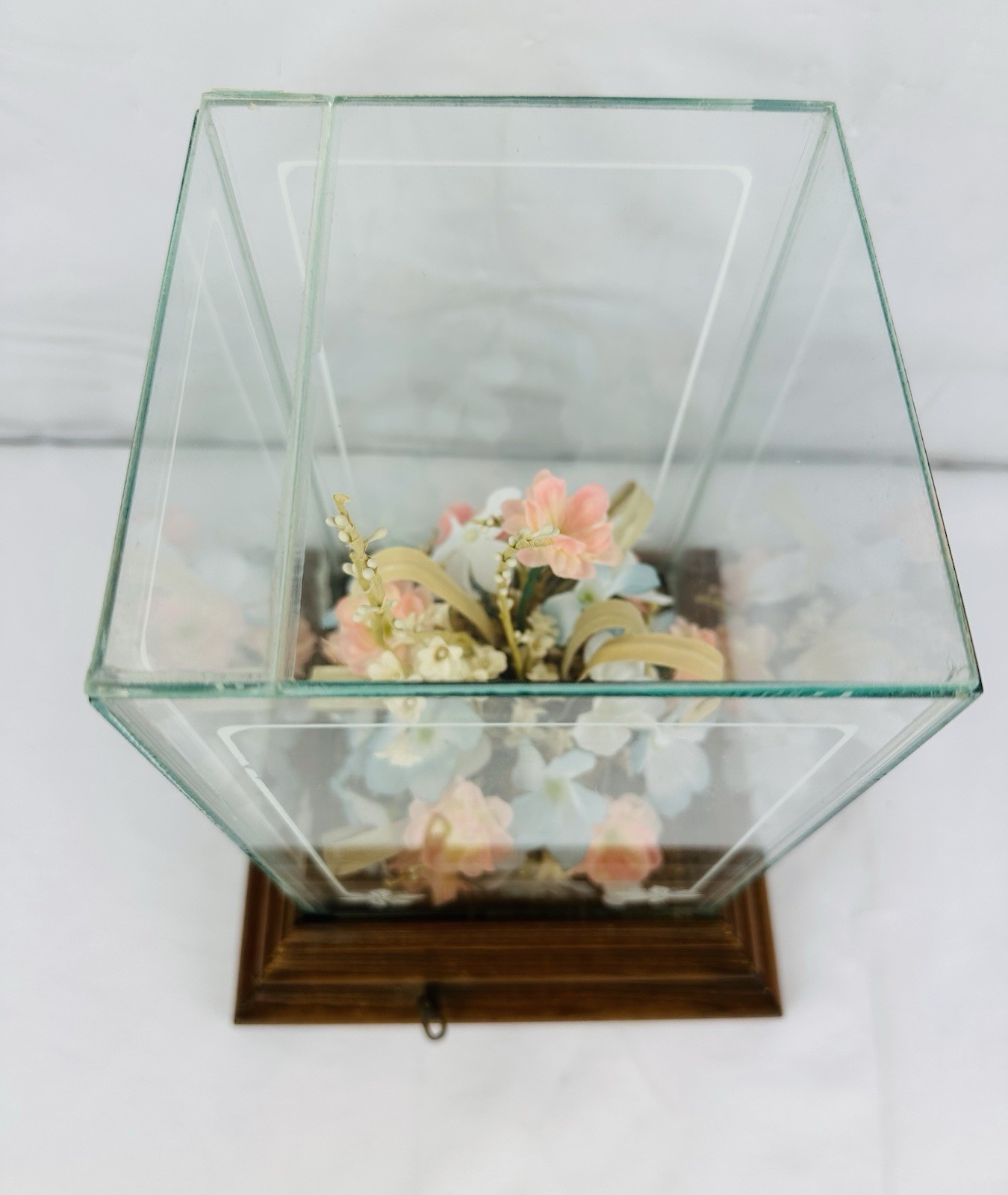 Vintage Glass & Wood Display Terrarium Music Box CottageCore For Upcycle Crafts