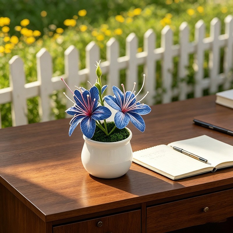 Soft Rubber Like Artificial Jasmine Flower Pot 10.5cm for Modern For Home Decor