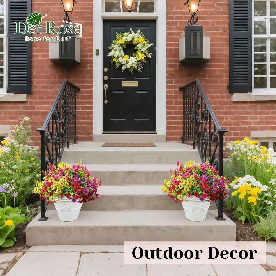 12 Bundles Artificial Flowers for Outdoors Fake Flowers Plants Spring Decoration