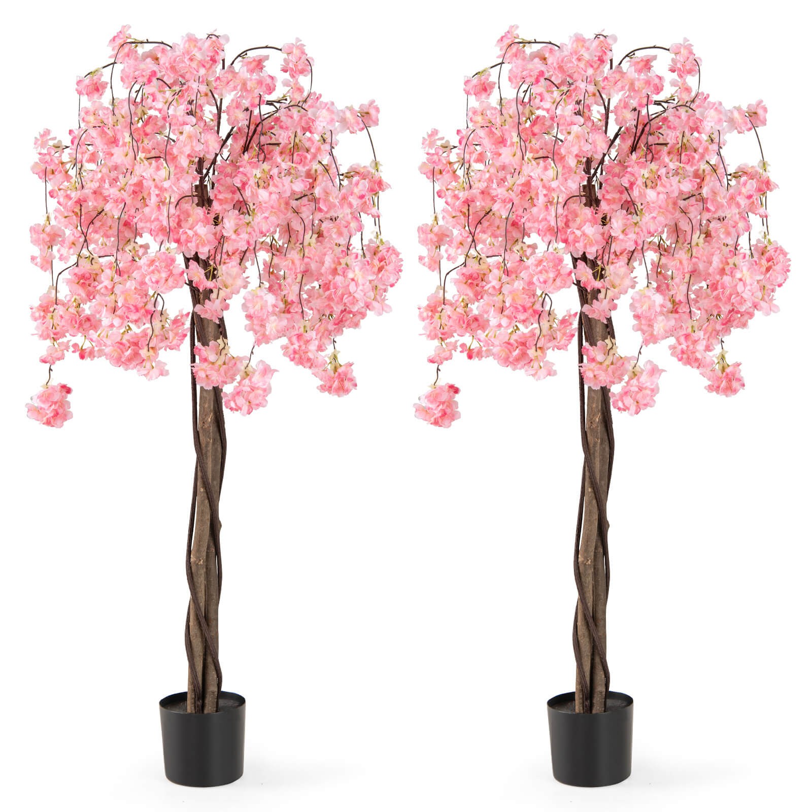 2 Pack 5.5 FT Tall Artificial Cherry Blossom Tree w/Pink Flowers Decoration