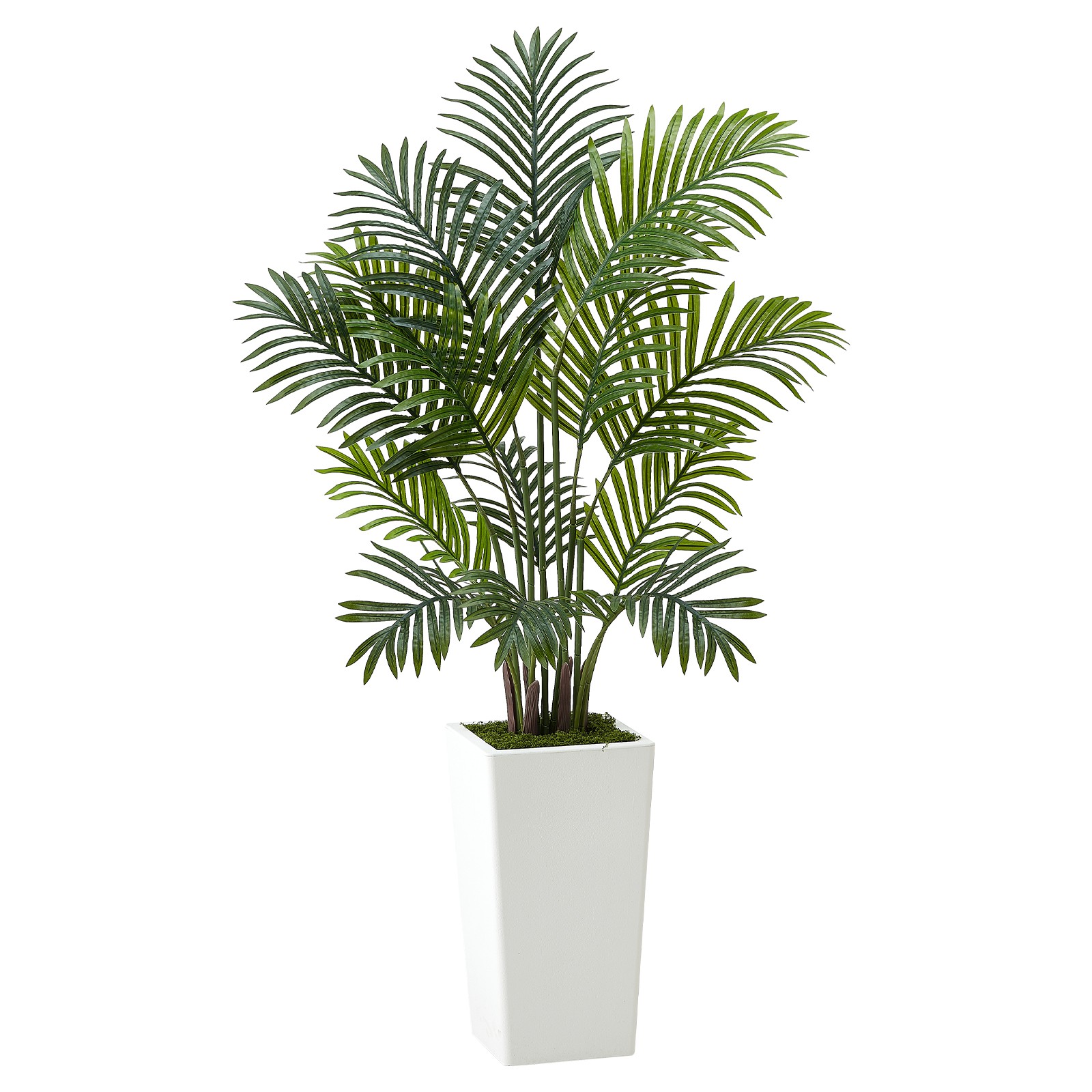 Uimoso Set of 2 Indoor 4ft Artificial Areca Palm Trees with White Pots