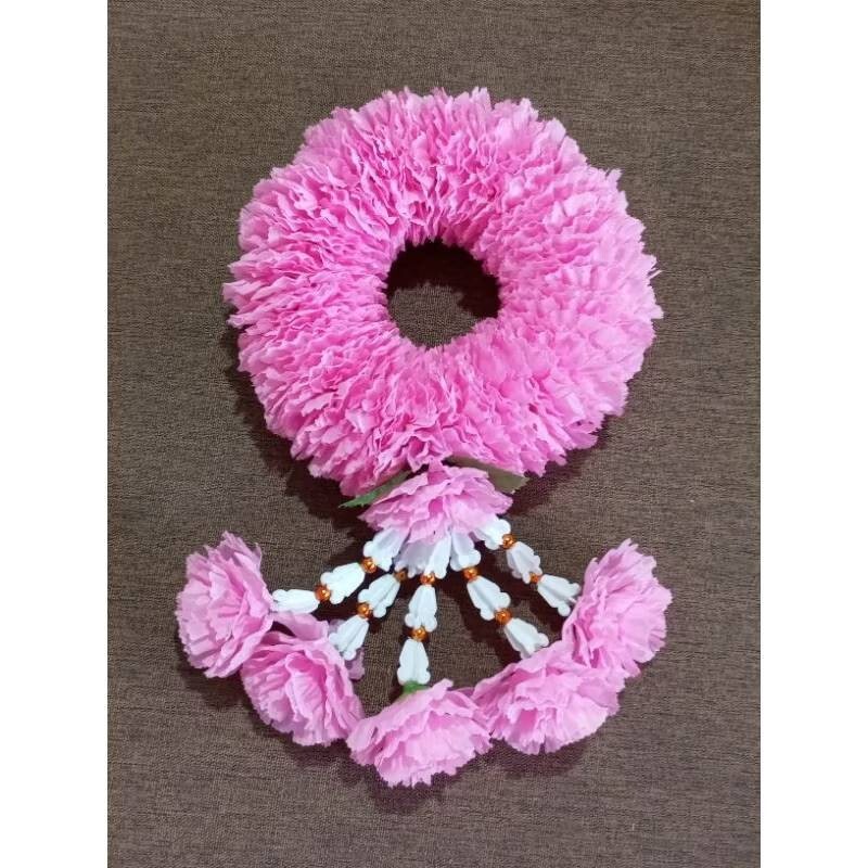 Fluffy Round Garland Hang Phuang Malai Artificial Thai Marigold Flower Fabric