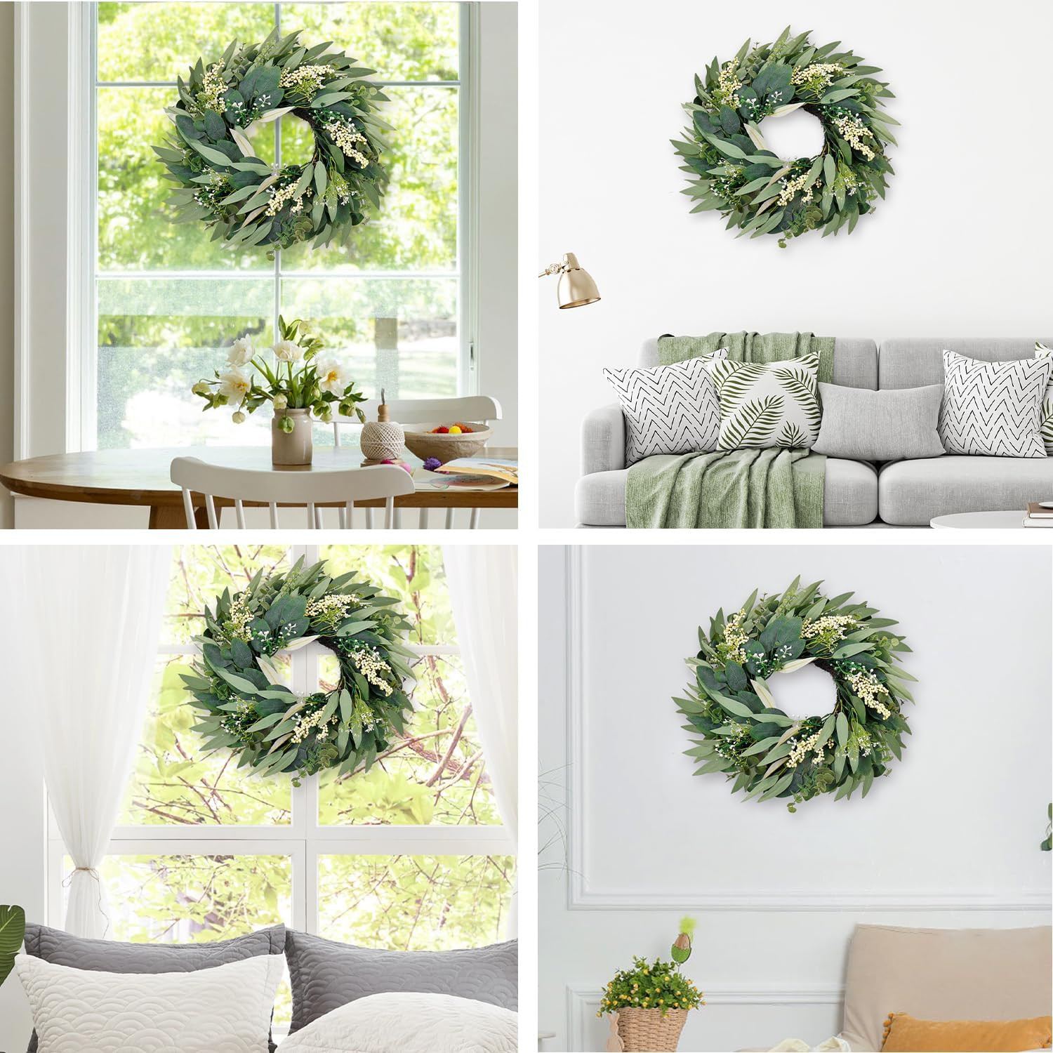 Eucalyptus Wreaths for Front Door 20 Inch Artificial Greenery Summer Spring Wrea