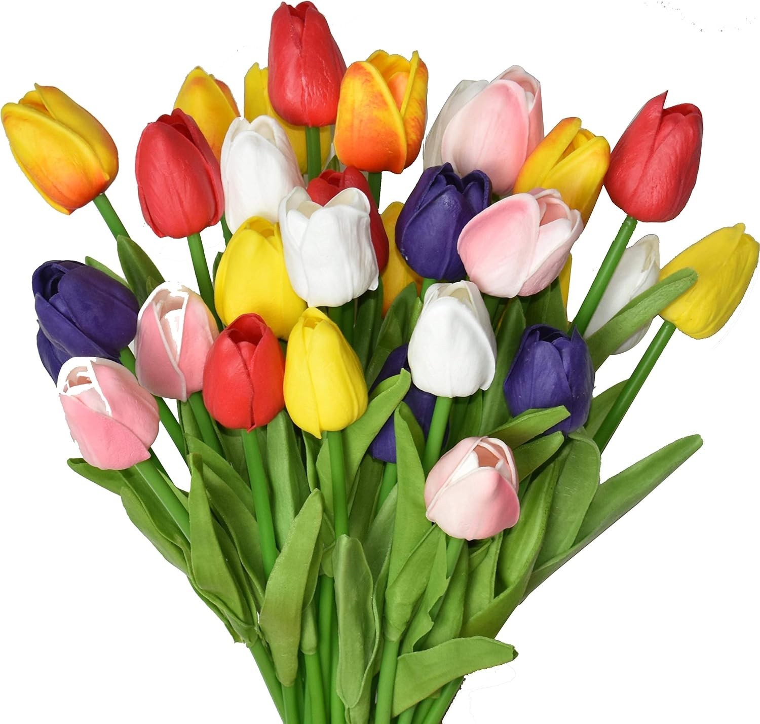 Vivid 24-Pc Faux Tulip Set – Washable, Waterproof Floral Decor for Home & Office