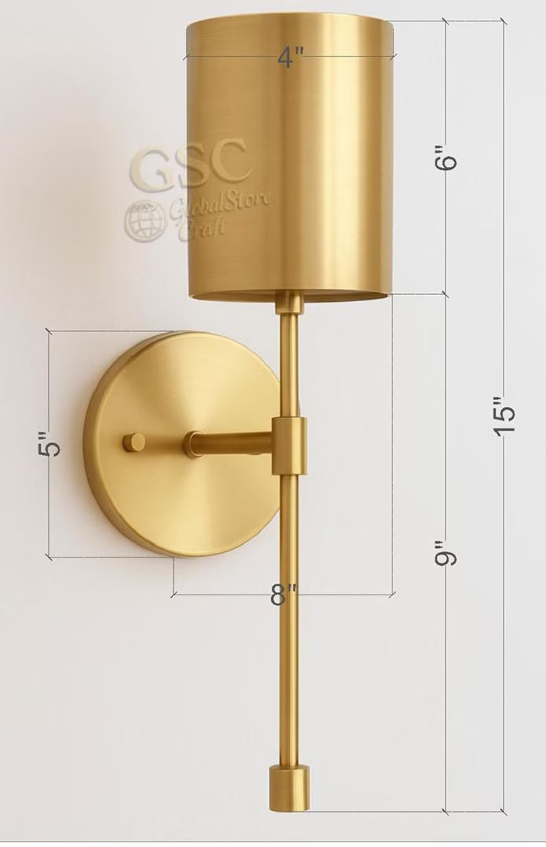 Modern Brass Wall Sconce – Minimalist Gold Finish Light Fixture for Bedroom, Liv