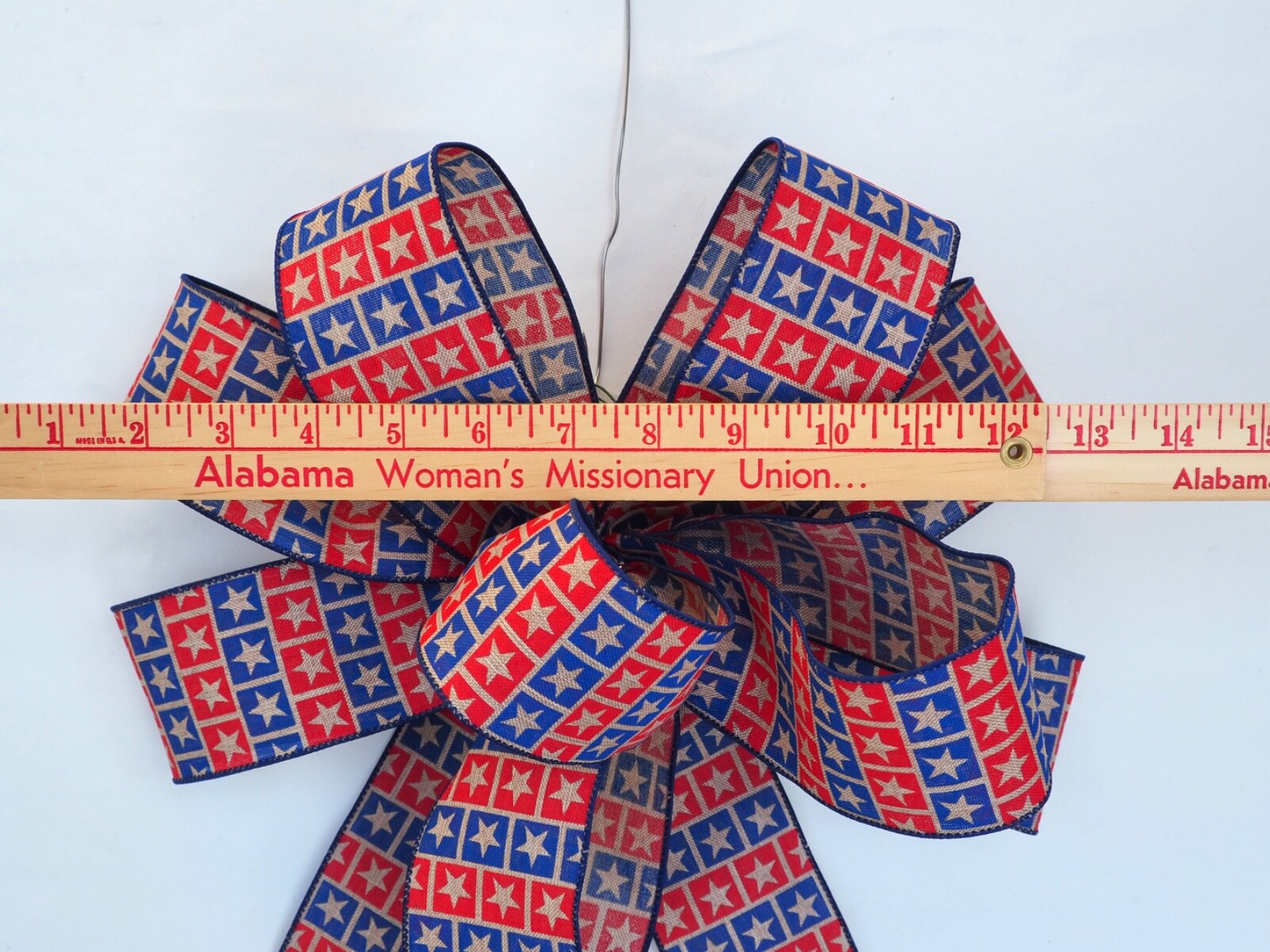Patriotic Bow with Wired Ribbon for Wreath Decorative Bow