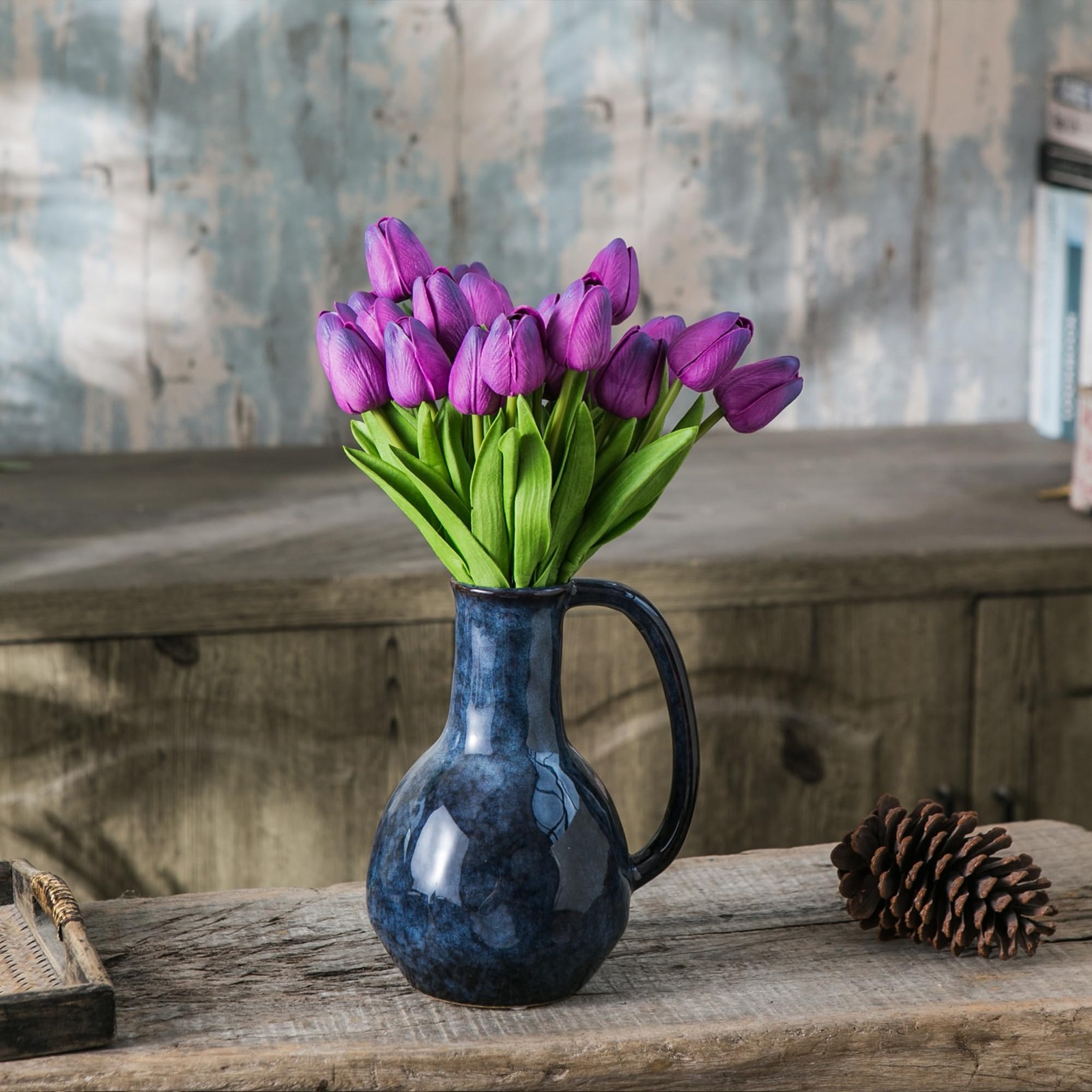 Purple Artificial Tulip Flowers 20pcs 13″ Tall Silk Fake – Perfect for Home