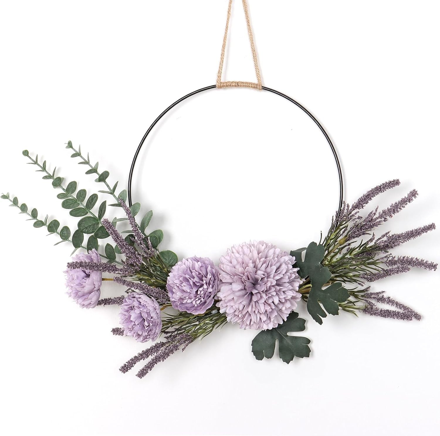 Floral Wreaths Front Door Artificial Purple Ranunculus Lavender Flower Wreath