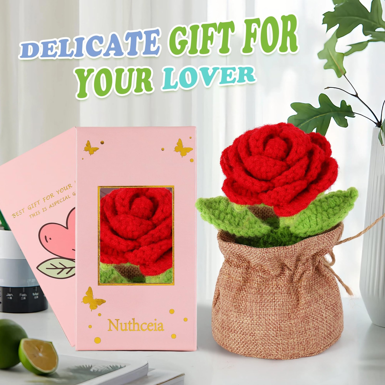 Crochet Flower Plant, Empathetic Flower Gift for Women Men, Perfect for Birt…