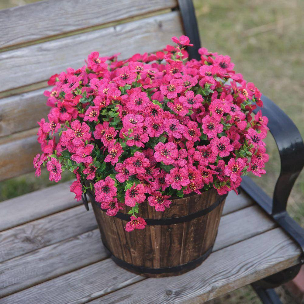 Daisy Eucalyptus 5 In. Rose Red Artificial Flower Branch Stem for Garden Home De