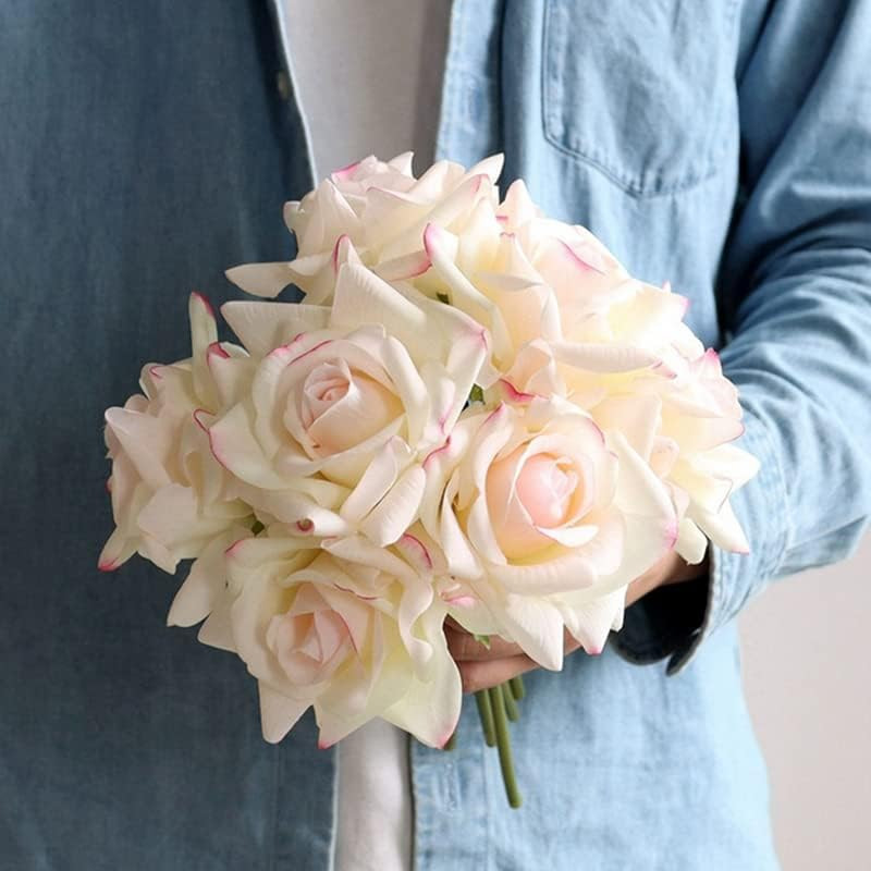 6 pcs Artificial Rose Flowers Real Touch Silk Rose 10.2 inch Single Stem Roses f