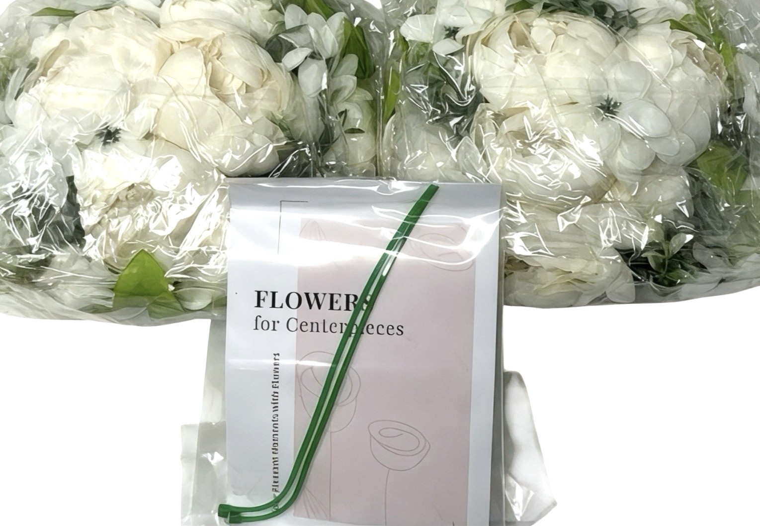 2‑Pack White Peony Silk Bouquets 10” Artificial Flowers Wedding Party Display