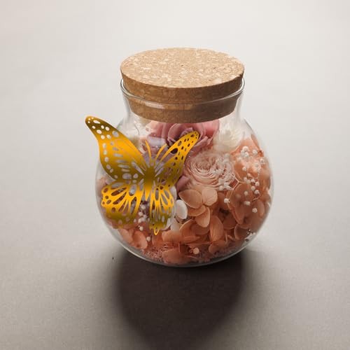 NATROSES Flowers in a Glass – Handmade Preserved Flowers Wish Bottle Dusty Pink