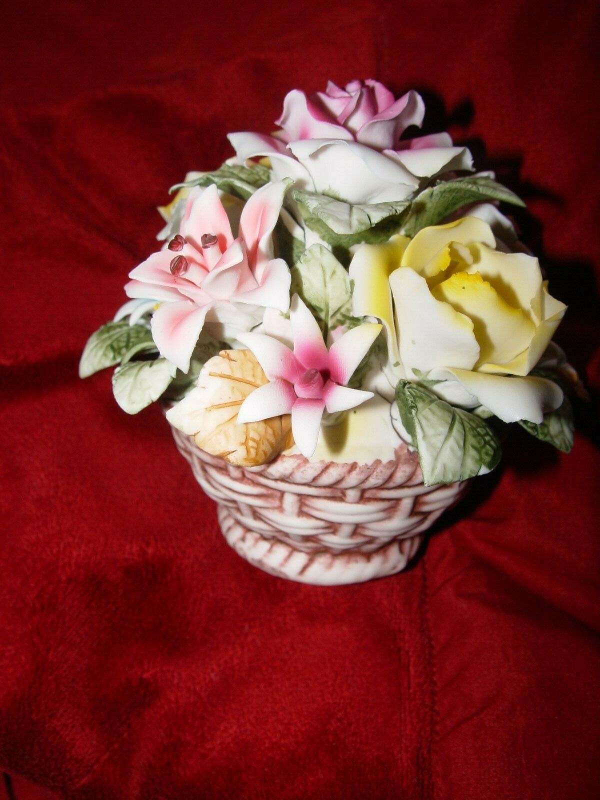 4″ NEW PORCELAIN Flower Arrangement Basket BOUQUET EASTER HAPPY BIRTHDAY LOVE ++