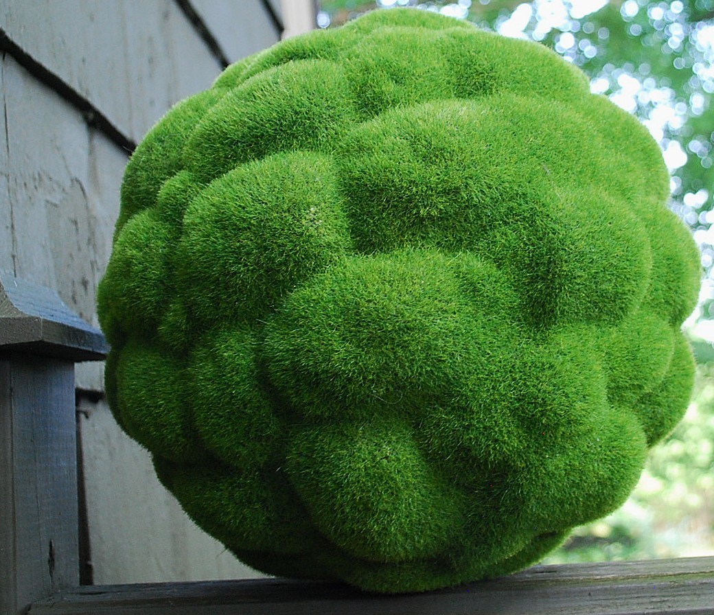 Vtg LARGE Green FAUX TURF GRASS TOPIARY KNOT/BALL 14″ Carved Textured Pattern