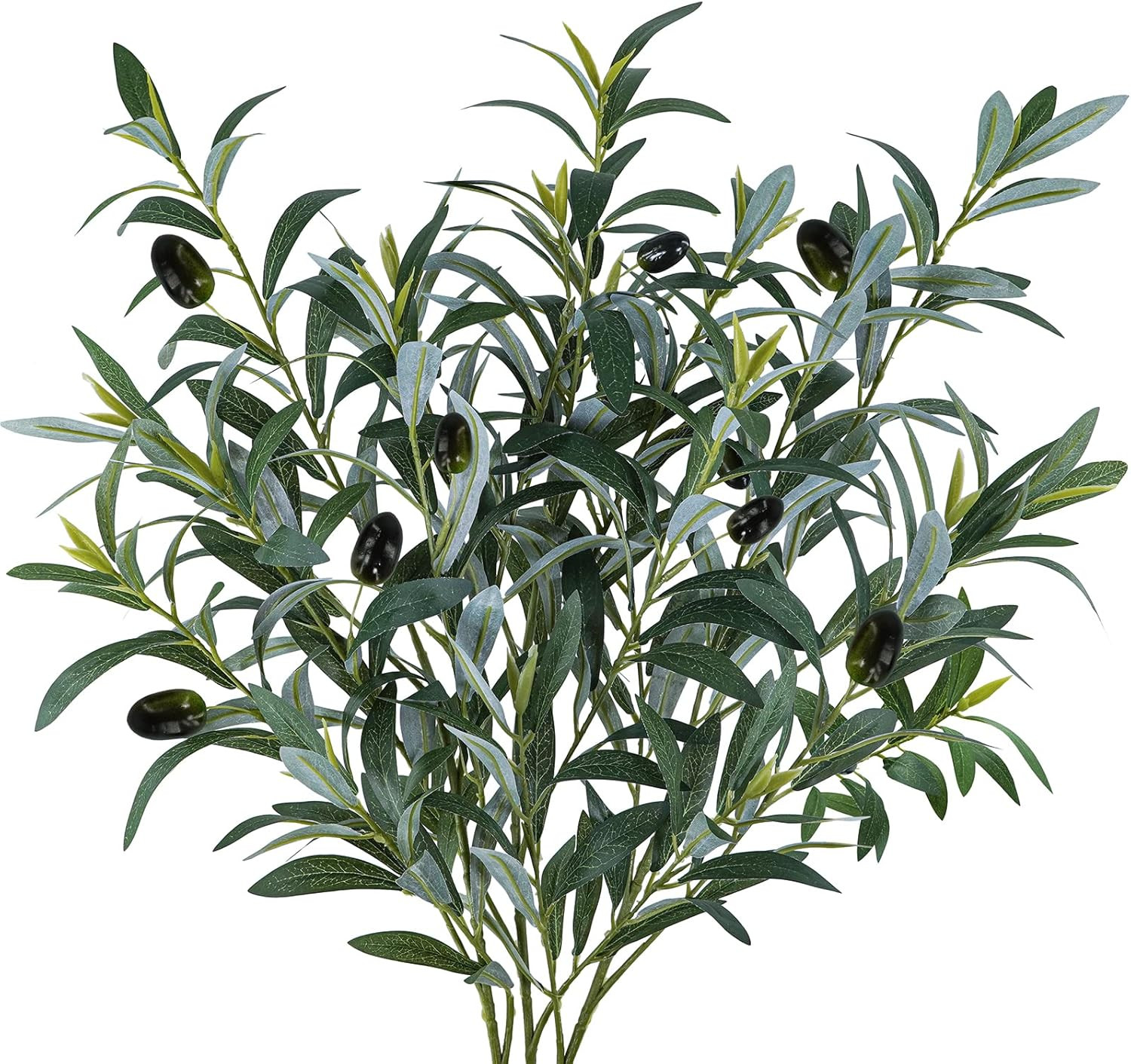 3 Pcs 23.6″ Tall Artificial Olive Branches with 261 Leaves Lifelike Faux Olive P
