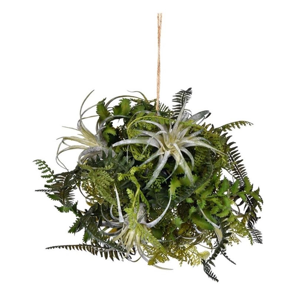 Vickerman 10″ Contemporary Plastic Artificial Fern Ball in Green