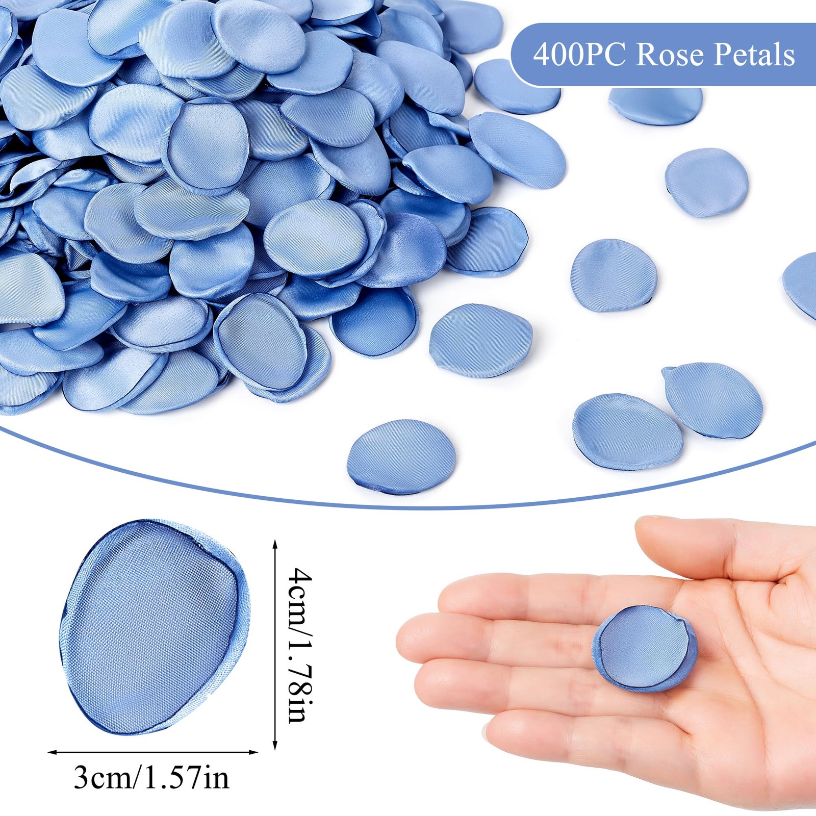 400PCS Fake Rose Petals Faux Silk Flower Blue Petals for Romantic Night for H…
