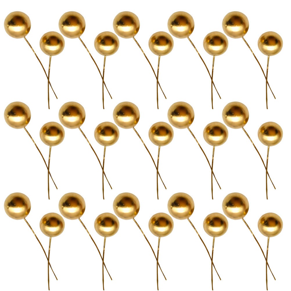 200 Pcs Foam Golden Berry Stems for Christmas Wreath and Floral Crafts
