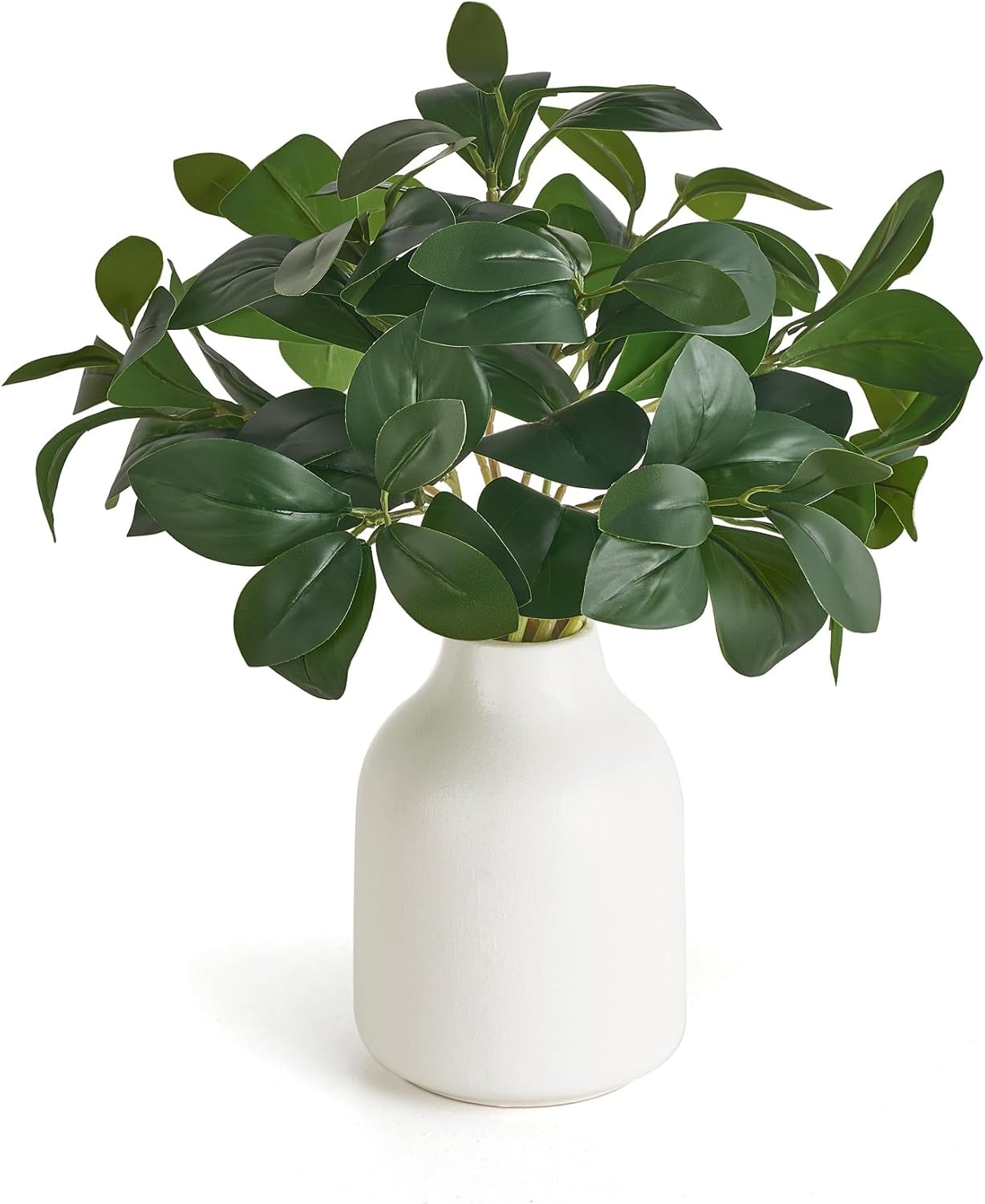 Fake Plants in Small White Vase for Table Decor Faux Plant Indoor | 10″ Height,