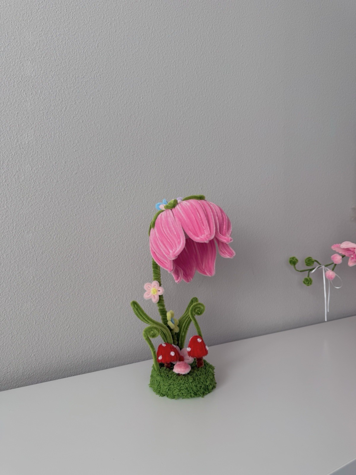 Handmade Pipecleaner Lilies of the Valley Lamp – Includes Lamp & Cord