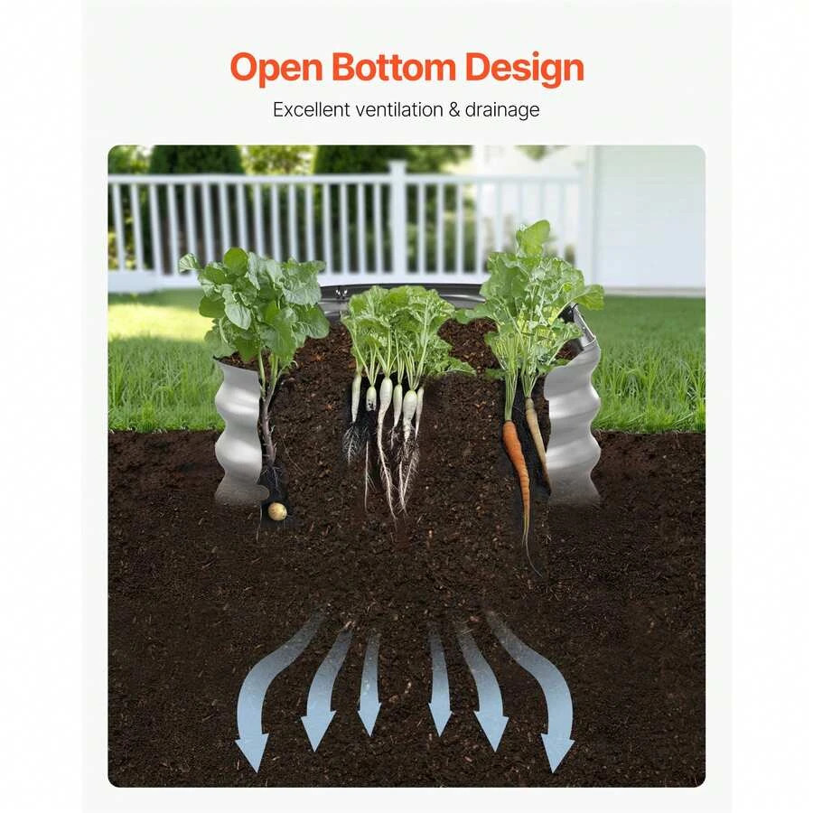 Metal Raised Garden Bed 4 X 2 1 Ft Oval Outdoor Galvanized Planter Box Open